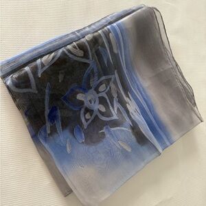 Silk blend  Blue and Gray  Sheer Women's Scarf